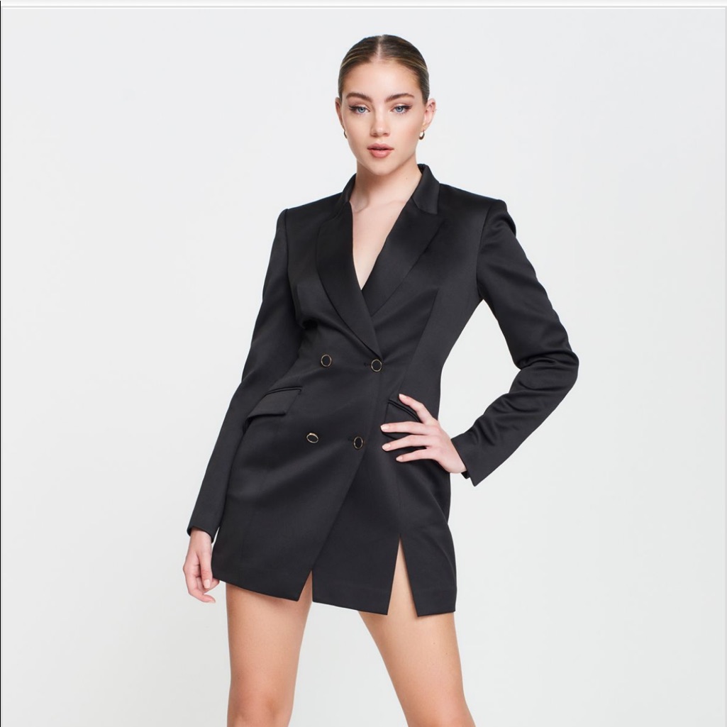 Black Double-Breasted Blazer Dress - Women's Dress